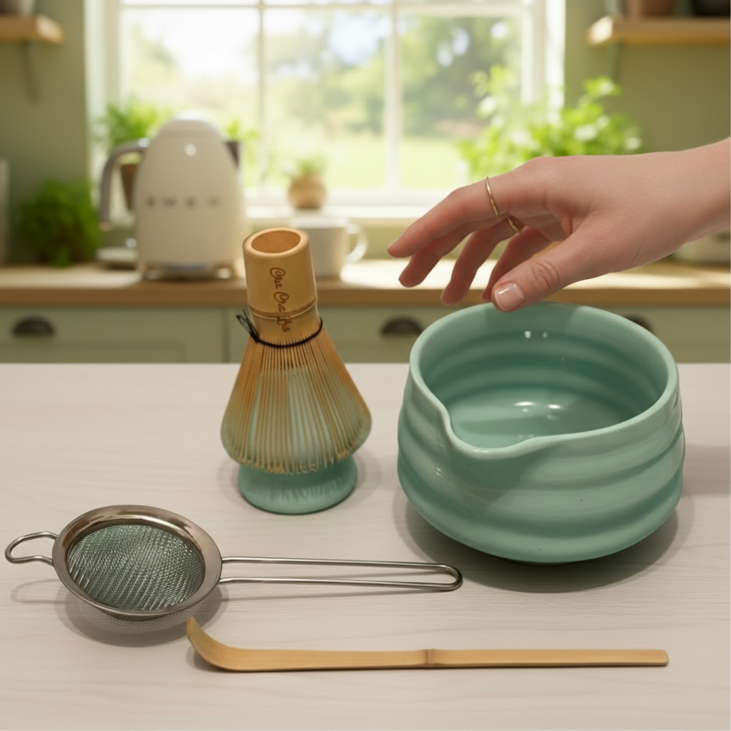 ChaChaLab - Matcha Tea Preparation Tool Set (5pcs) - Mint Green (Chawan / Bowl 500 ml)