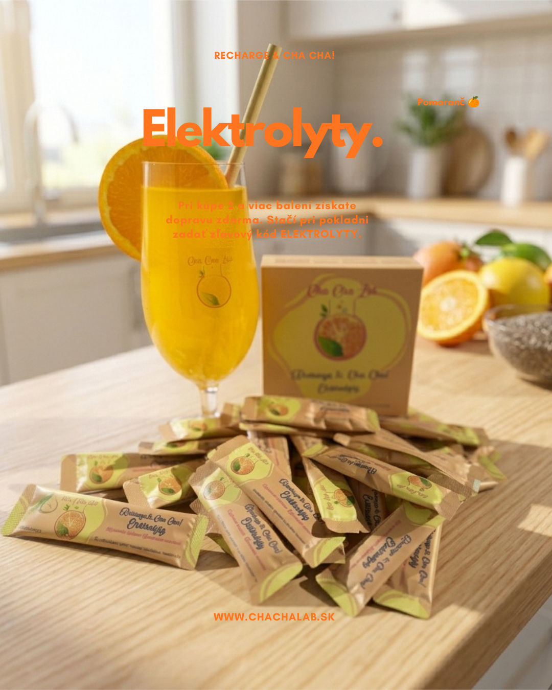 ChaChaLab - Electrolytes orange (120 g) - ionic drink powder (30 x 4 g)